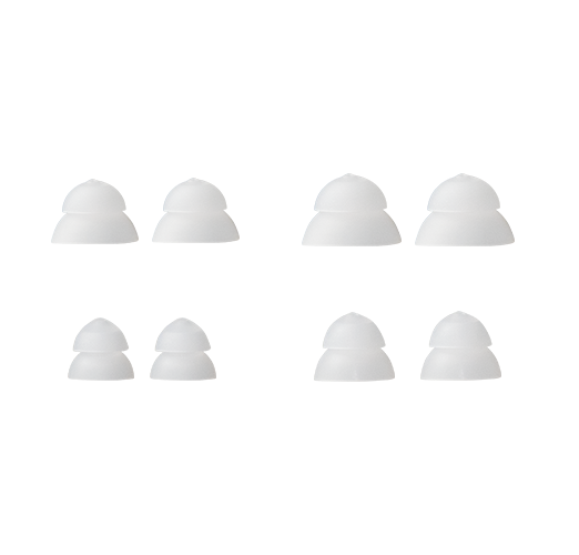 A set of power ear tips on a white background
