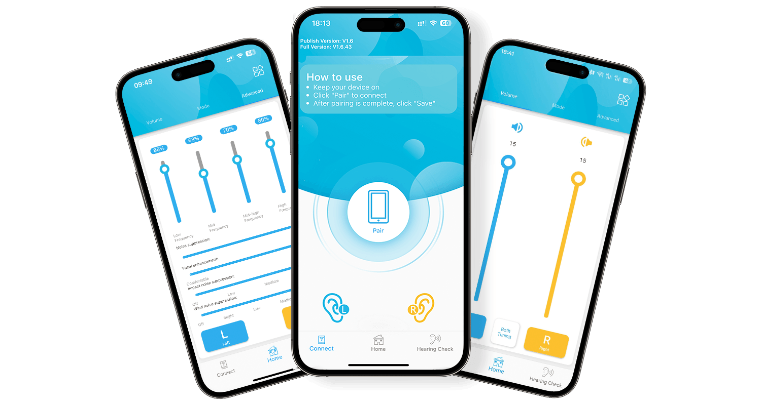 Three different interfaces of the Tomore mobile app