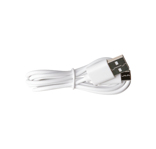 White USB cable on a white background