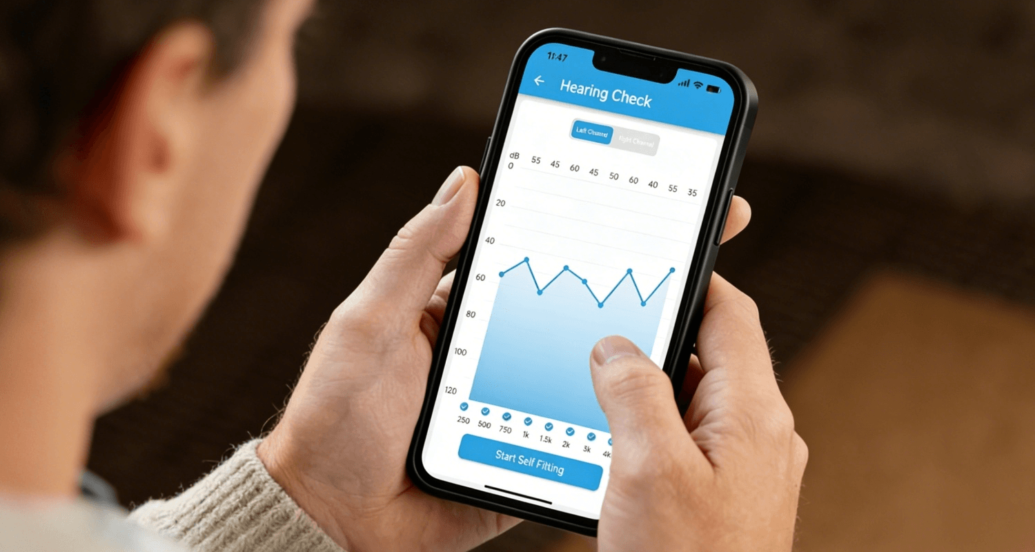 The user is entering an audiogram on the Tomore app for fitting.